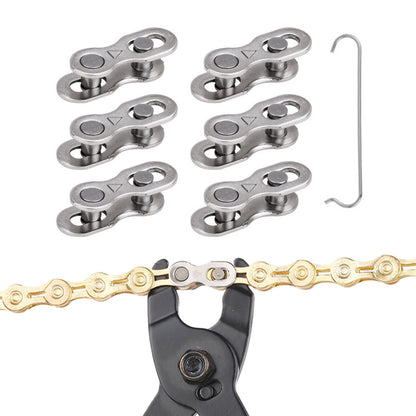 6 Pairs Speed Bike Chain Master Links with 1 Hook Bike Chain Connectors for Mountain Road Bike