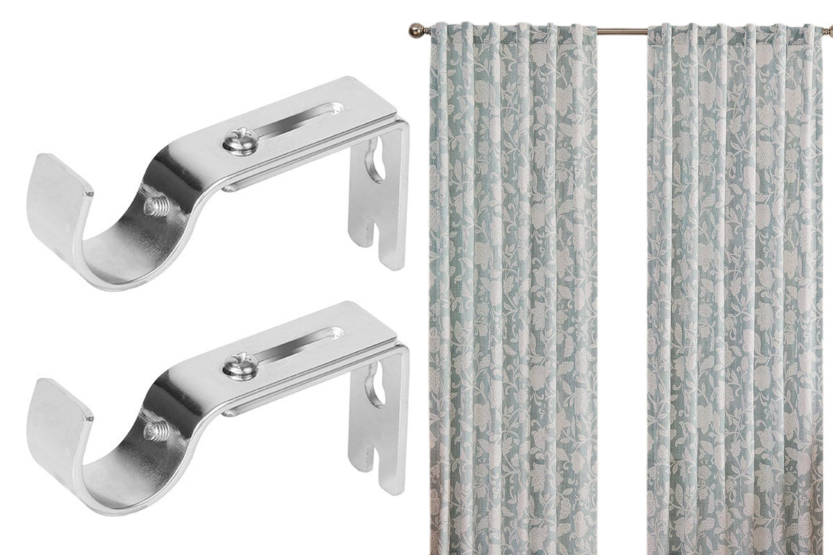 2PCS Curtain Rod Brackets Adjustable Wall Mounts Hang Curtain Rod Holders