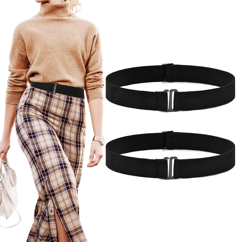 2Pcs Women Adjustable Stretch Belt Invisible Elastic Waistband for Pants Jeans Dresses