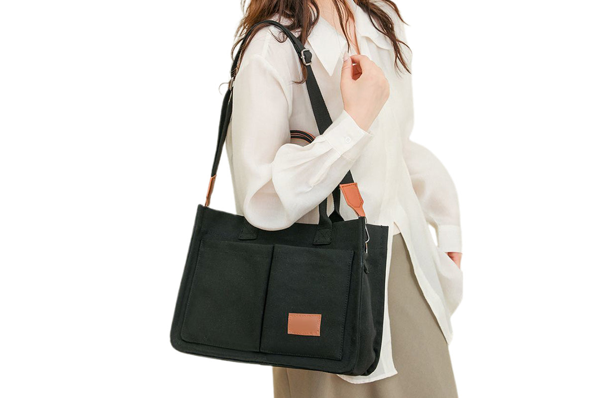 Tote Bag for Women With Compartments Canvas Crossbody Bags for Laptop Book