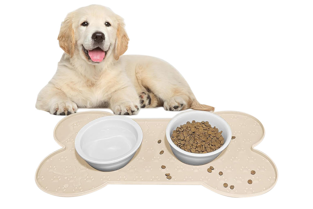Dog Food Mats for Floors Waterproof Silicone Dog Bowl Mat with Raised Edge