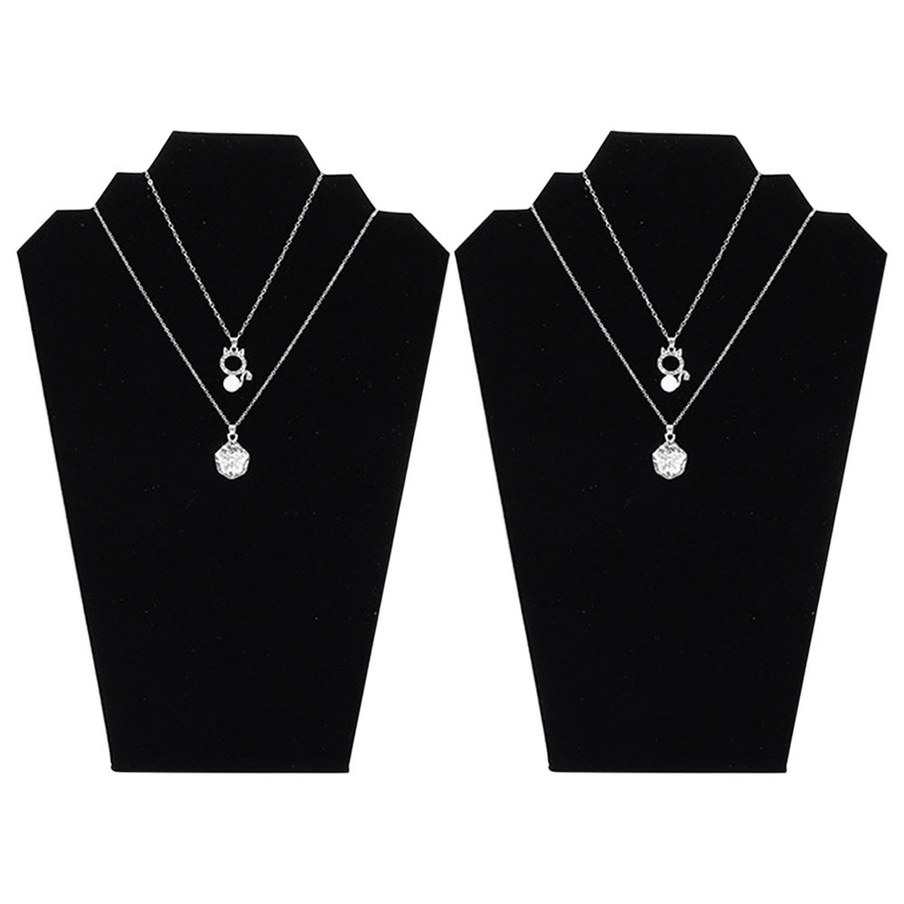 2Pcs Foldable Flannel Necklace Jewelry Bust Display Stands