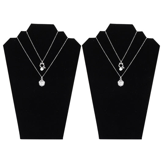 2Pcs Foldable Flannel Necklace Jewelry Bust Display Stands