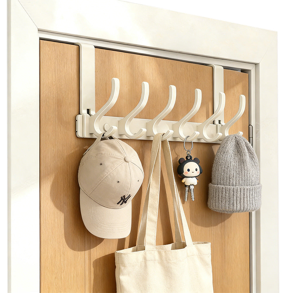 Over The Door Hooks Sturdy Door Hanger with 6 Hooks for Bathroom Bedroom
