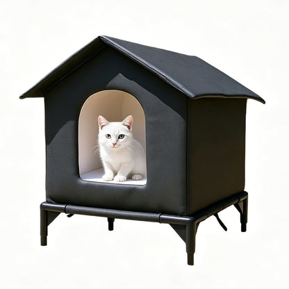 Cat House Indoor Outdoor Water Resistant Insulated Shelter for Small to Medium Cats-Black