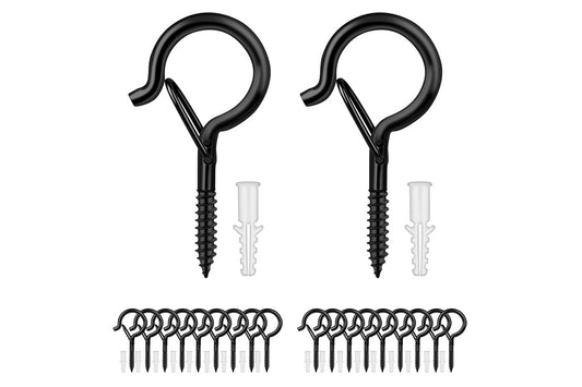 20PCS Q Hanger Hooks with Safety Buckle Windproof Screw Hooks for Hanging Outdoor Lights Plants