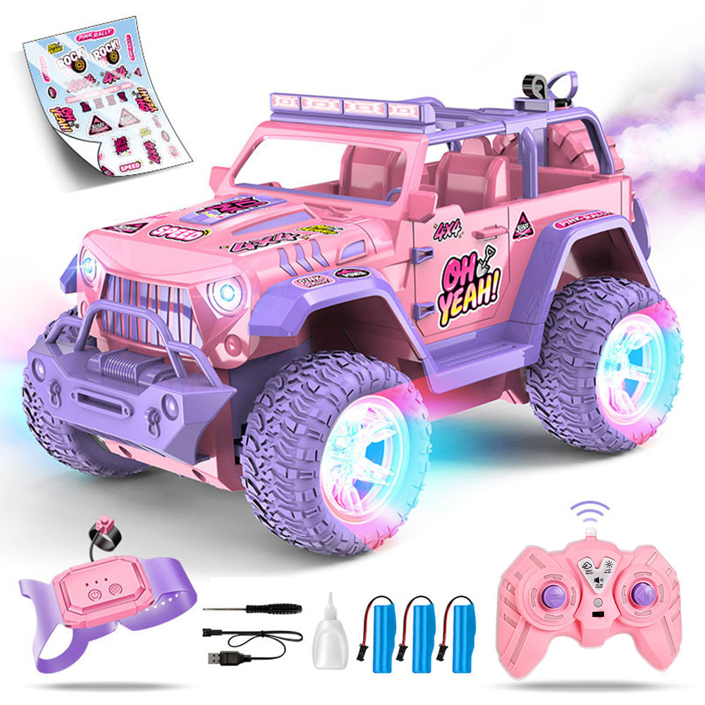 Remote Control Car with Color Lights Stickers Rechargeable Off Road Truck for Home Outdoor