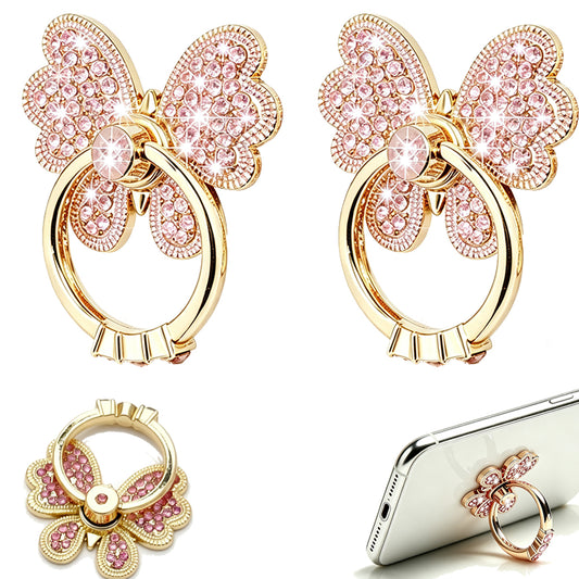 2 Rotating Butterfly Phone Ring Holder Stands for iPhone and Galaxy