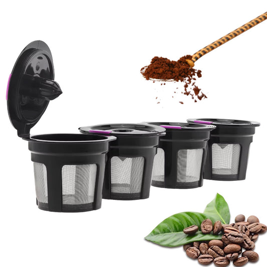 4 Pack Refillable Coffee Pods Compatible with Keurig K Cup Machines