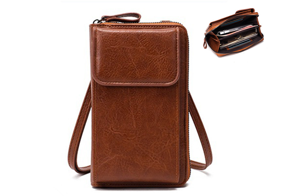 PU Leather Women Pouch Bag Mobile Phone Bag Crossbody Purse Wallet Shoulder Bag