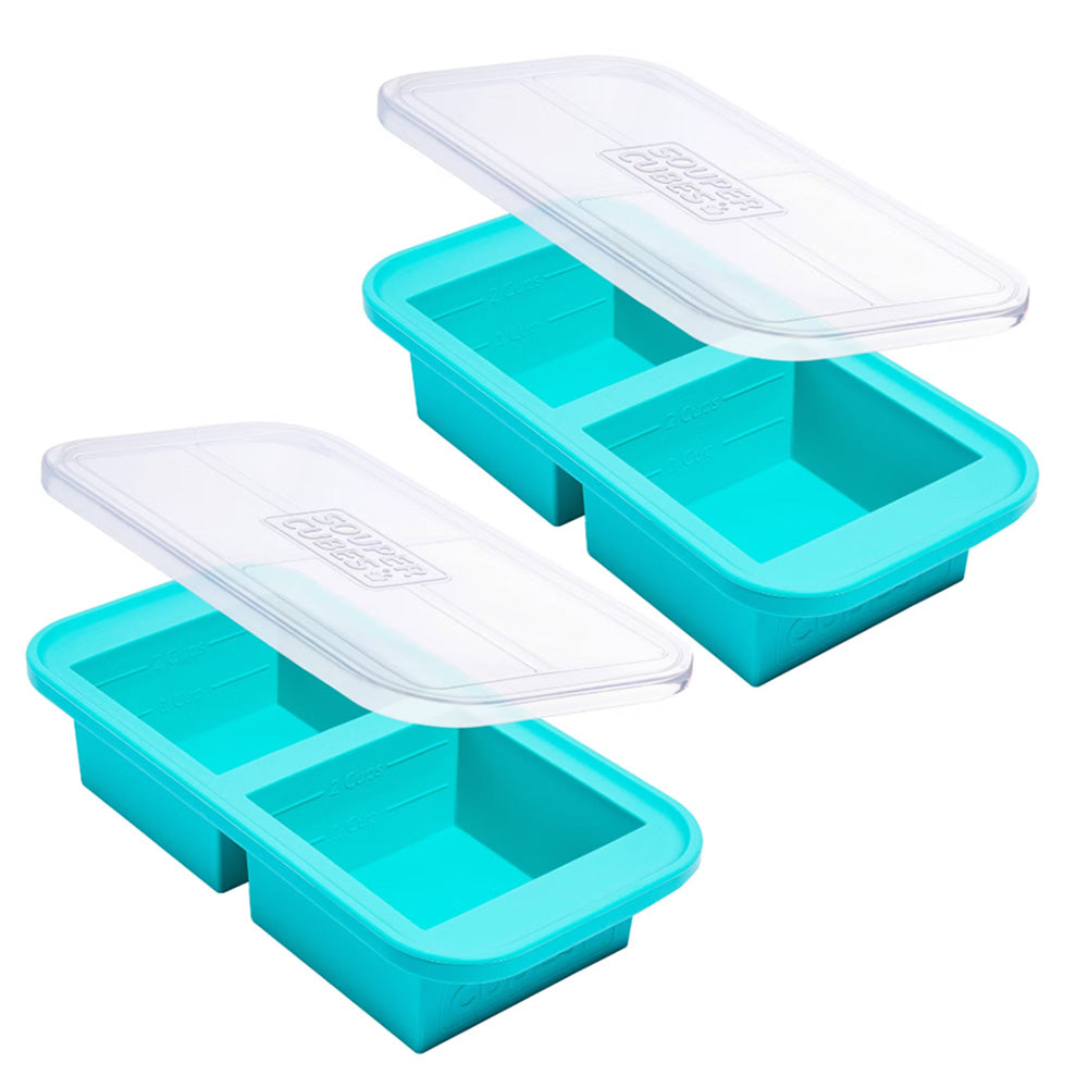 2 Pcs Silicone Freezer Tray With Lid Freezer Food Storage Molds for Soup Sauce Broth