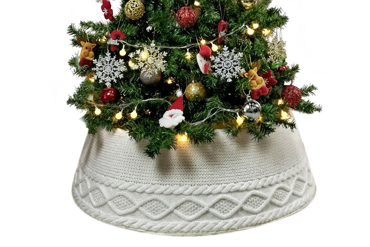 Knitted Christmas Tree Chunky Cable Knit Christmas Tree Skirt for Artificial Trees