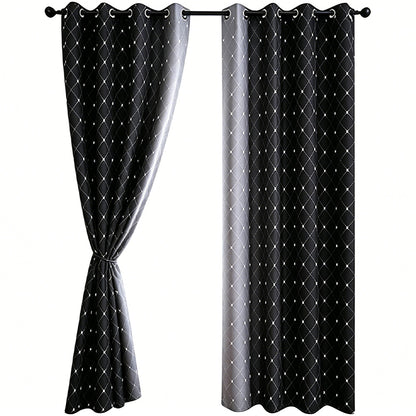 2XBlackout Curtain Gradient Color Curtains for Bedroom Living Room-Black