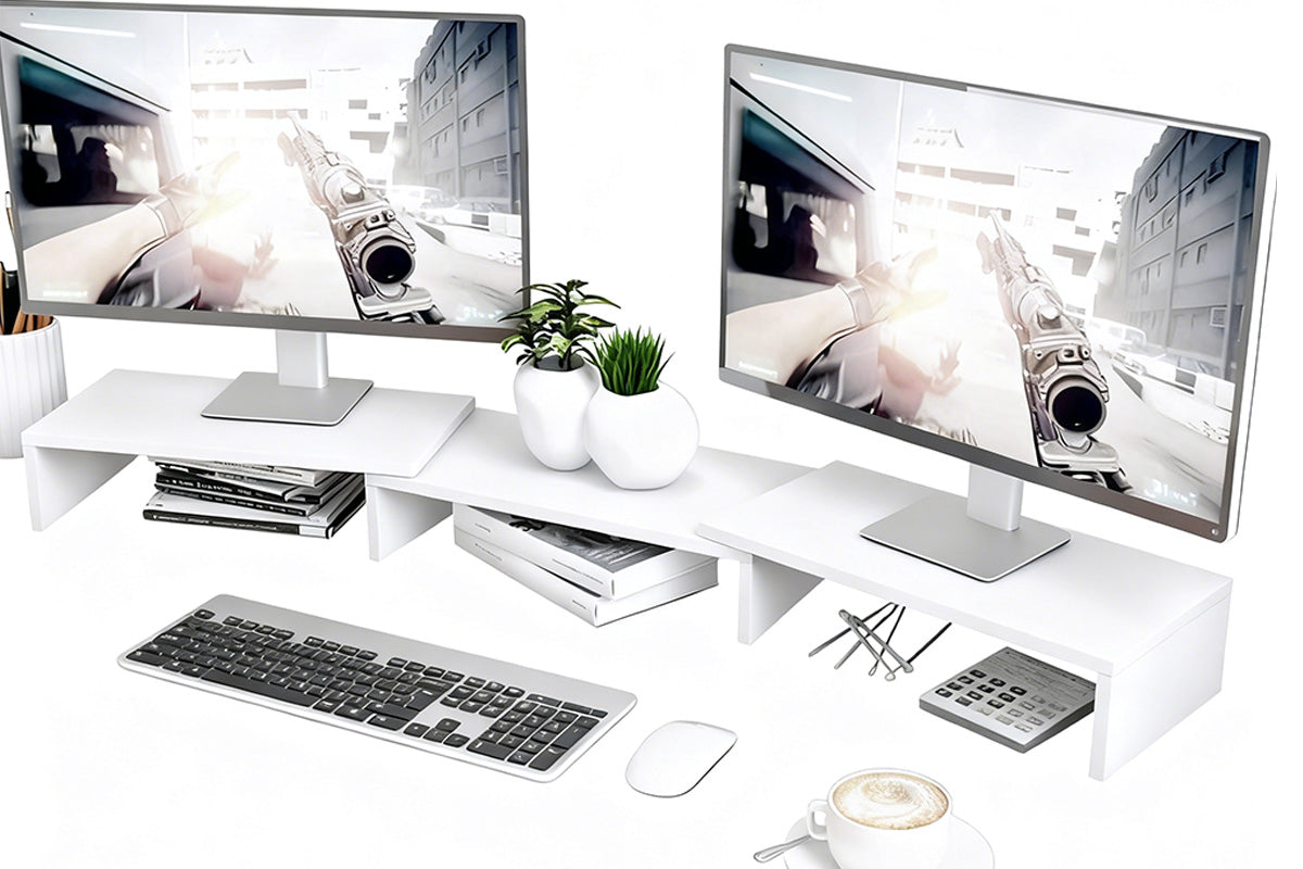Dual Monitor Stand Riser Adjustable Computer Monitor Stand for Books iMac Laptop