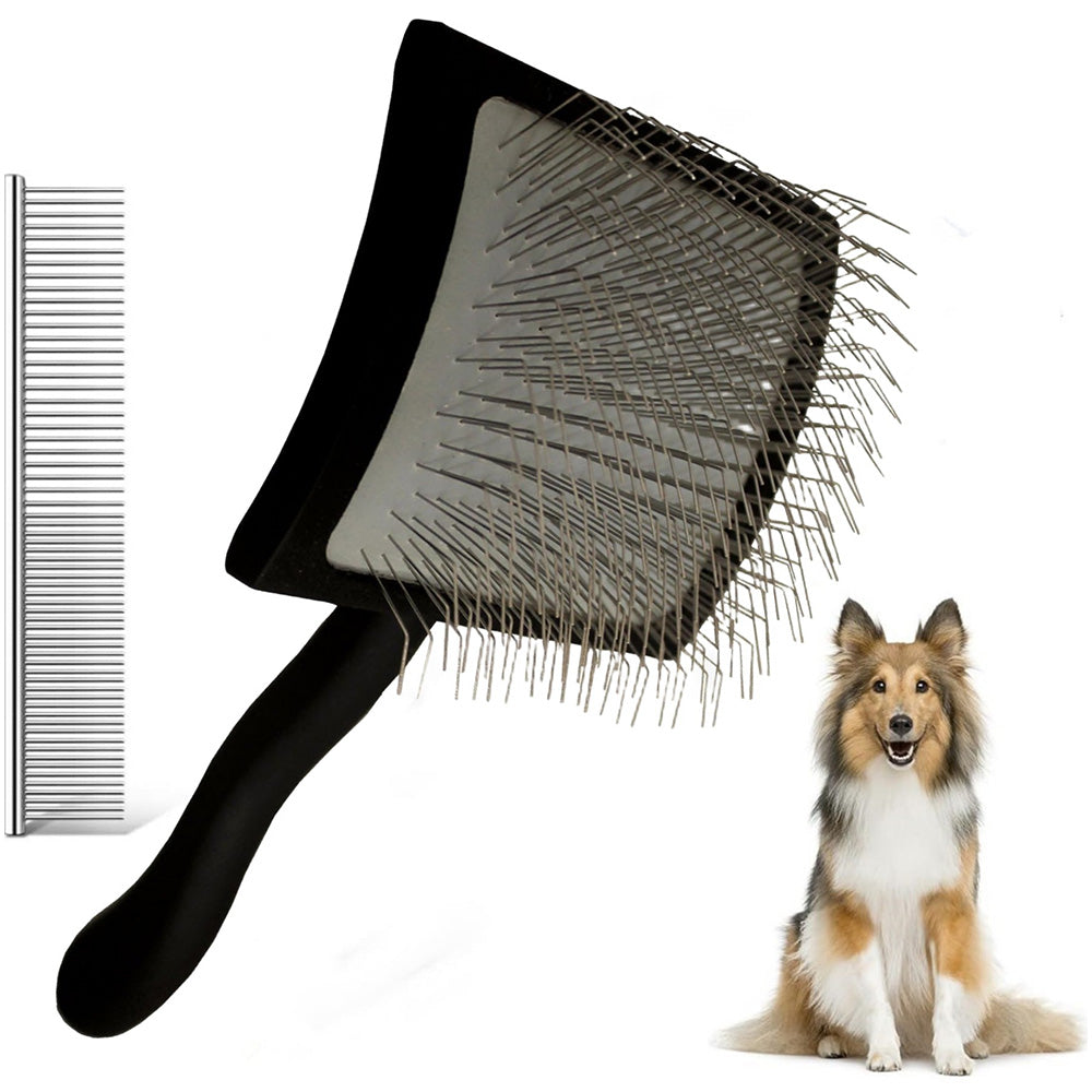 2-Piece Dog Slicker Brush & Comb Set for Grooming Detangling & Hair Removal