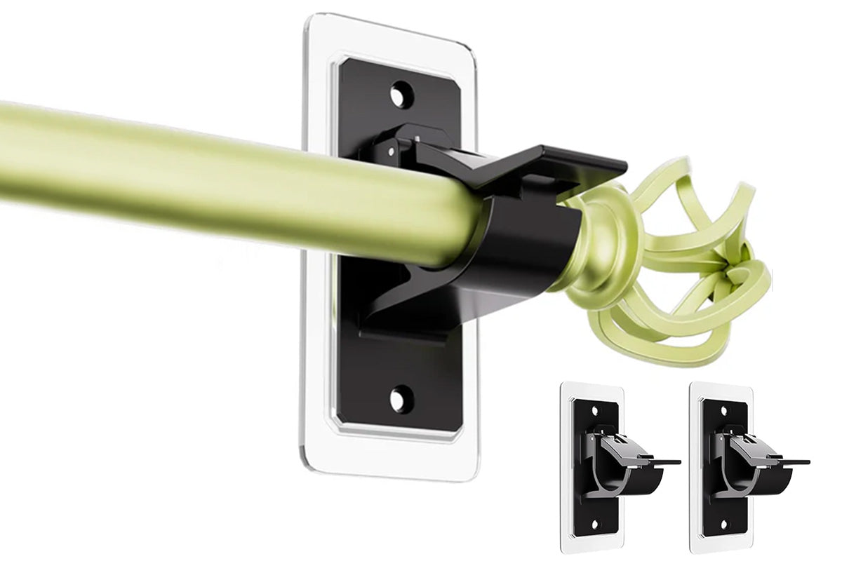 No Drill Self Adhesive Curtain Rod Brackets Transparent Invisible Holders for Curtains Towels