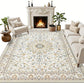 Large Floor Rug Crystal Velvet Vintage Boho Non-Slip Carpet for Bedroom Dining Room