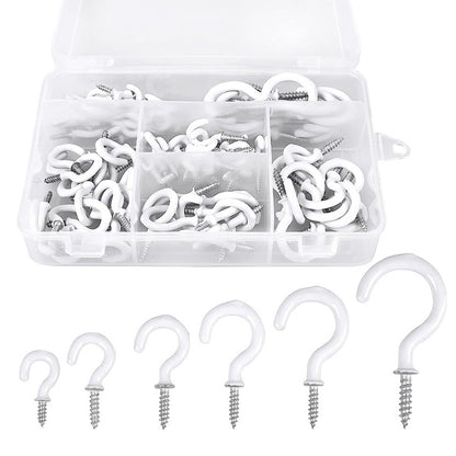 90 PCS Ceiling Hooks with 1 Storage Box Durable Wall Hooks for Hanging Cups Plant Tools
