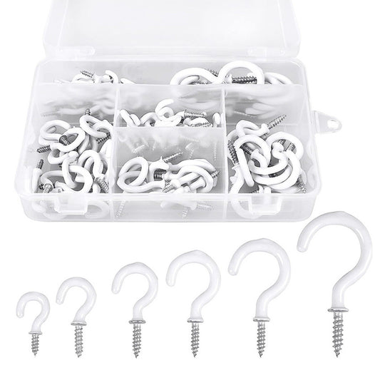 90 PCS Ceiling Hooks with 1 Storage Box Durable Wall Hooks for Hanging Cups Plant Tools