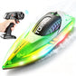 Rechargeable Water-resistant Remote Control Boat with Color LED Lights for Pool Lake
