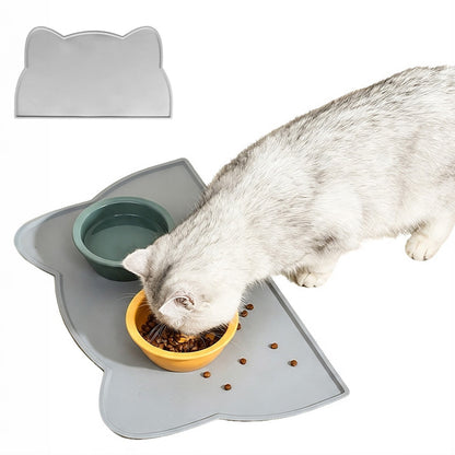 Thick Silicone Non Slip Pet Feeding Mat with Raised Spill Edge