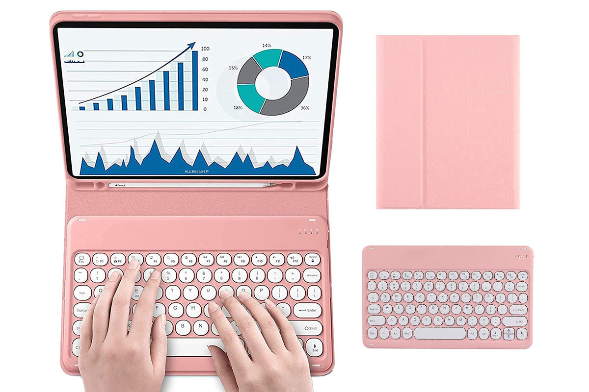 Bluetooth Touchpad for Samsung Galaxy Tab A9 / A9 Plus Detachable Keyboard-Pink