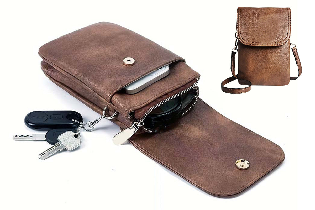 PU Leather Women Crossbody Bag Adjustable Strap Small Cell Phone Purse