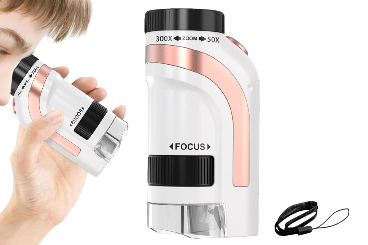 50X-300X Handheld Microscope with LED Lights Portable Pocket Zoom