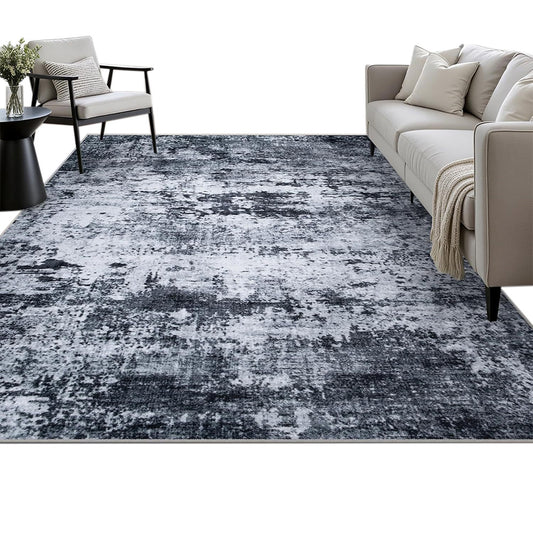 Nordic Crystal Velvet Rug Soft Non Slip for Bedroom Living Room Bedside Floor-Black