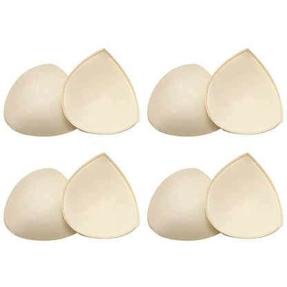4 Pairs Triangle Replacement Foam Bra Pad Inserts for Sports Bras-Beige