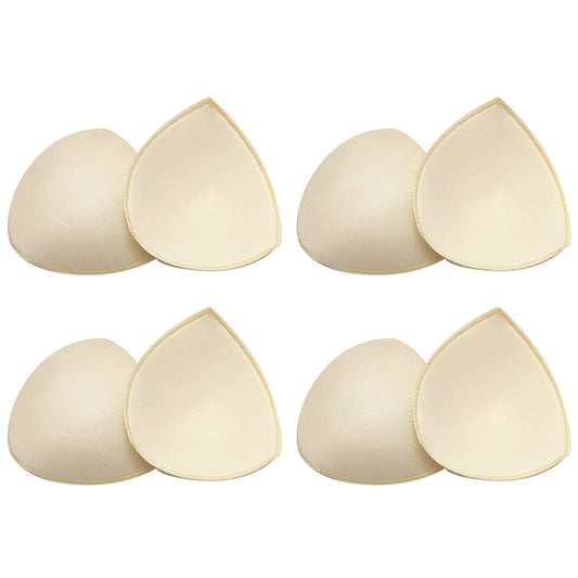 4 Pairs Triangle Replacement Foam Bra Pad Inserts for Sports Bras-Beige
