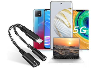 2-in-1 Type-C Audio and Charging Adapter for USB-C Devices with 30W Fast Charge