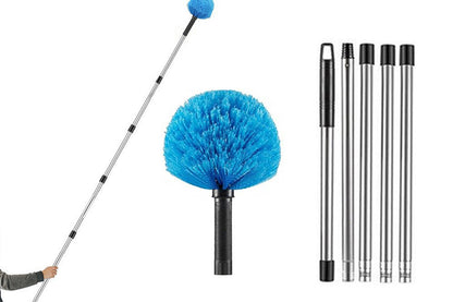 High Reach Blue Cobweb Duster With Extension Pole Spider Web Brush For Outdoor