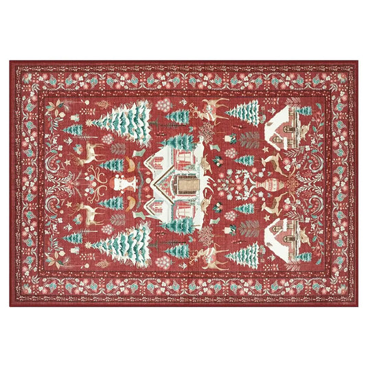 Vintage Christmas Crystal Velvet Area Rug Living Room Floor Mat-Style 1