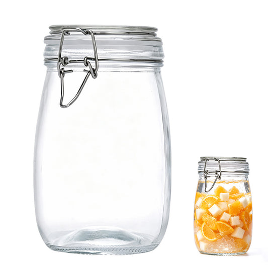 1000ml Clear Glass Airtight Storage Jar with Clamp Lid and Silicone Seal