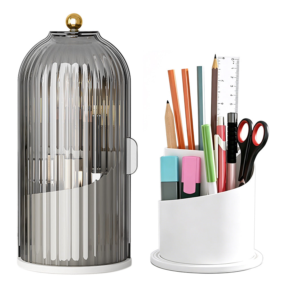 Sliding Lid Organizer 180 Degree Rotating Toothbrush Holder for Bathroom Counter