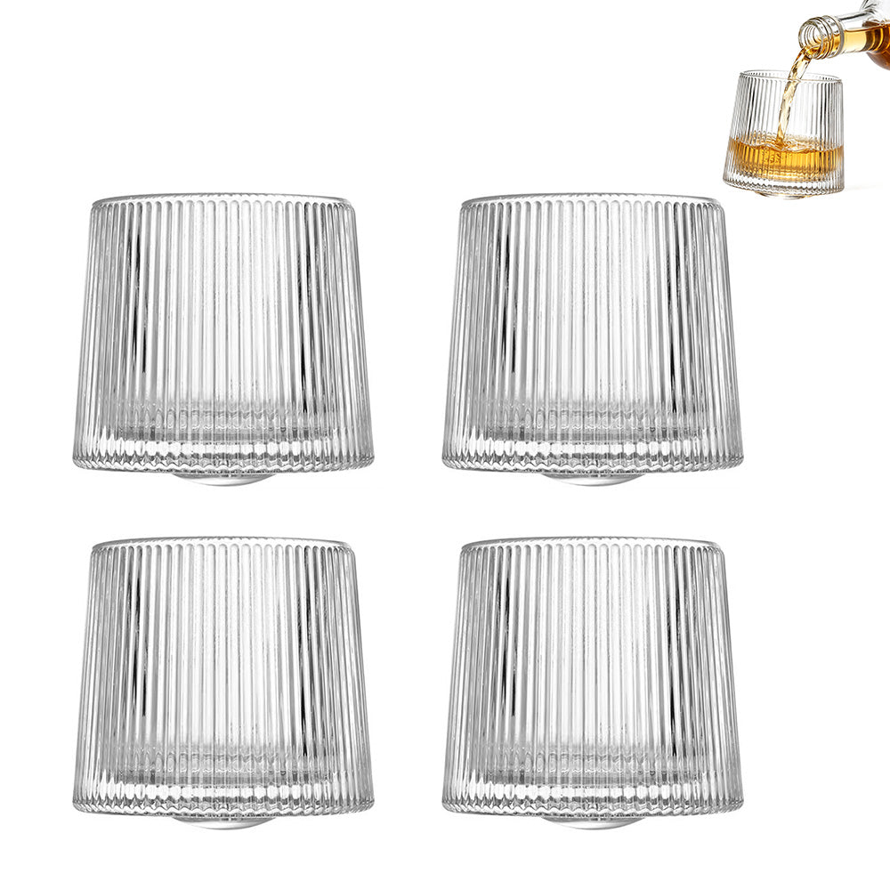 4PCS Rotating Whiskey Glass 180ml Rotating Glass Tumblers for Home Bars Party