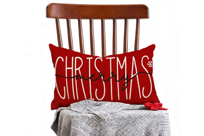 Merry Christmas Throw Pillowcase Rectangle Lumbar Winter Holiday Cushion Cover