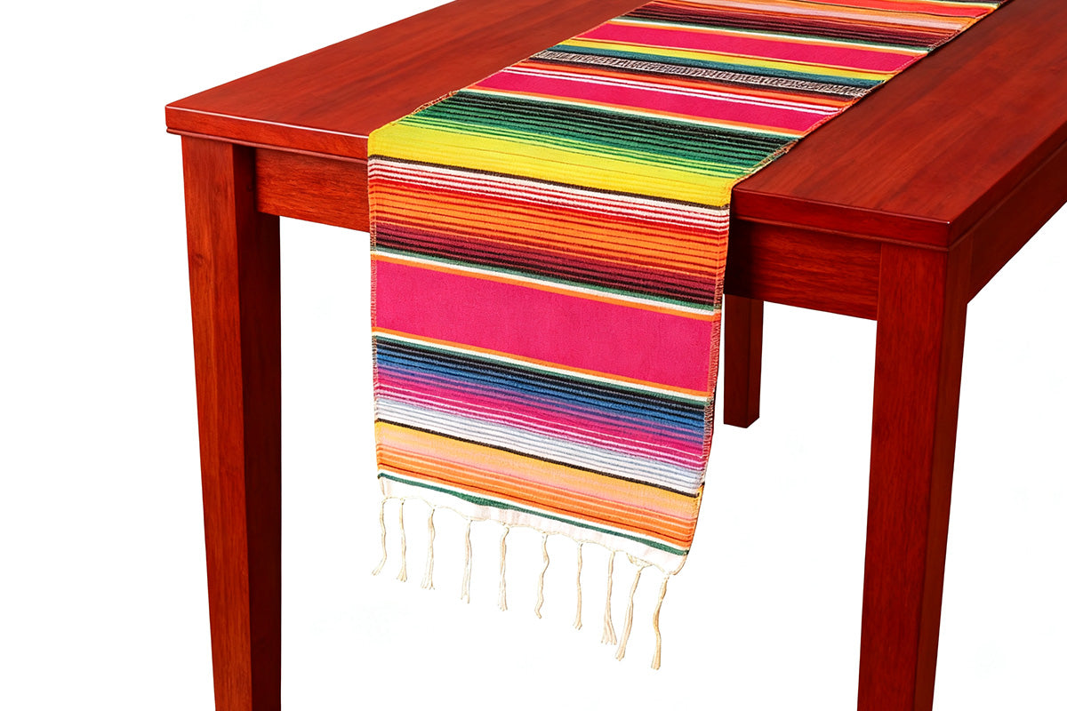 Mexican Serape Table Runner with Tassels for Party Wedding Outdoor Picnic Decoration