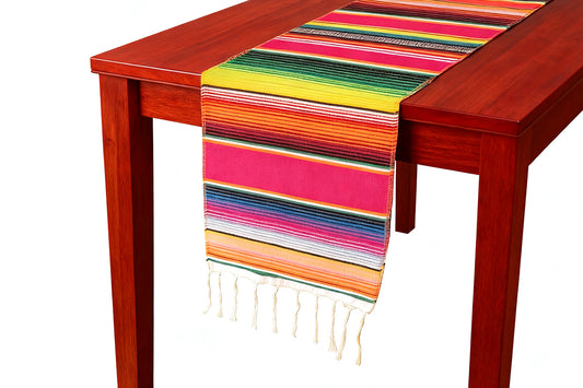 Mexican Serape Table Runner with Tassels for Party Wedding Outdoor Picnic Decoration