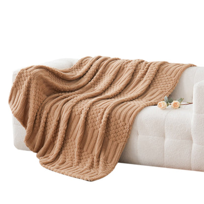 Soft Fluffy Fleece Throw Blanket for Sofa Couch Bed Living Room All Season Cozy-Brown