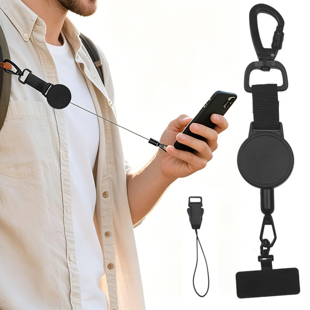 Retractable Phone Lanyard Locking Carabiner 360 Degree Tab for Hiking Climbing