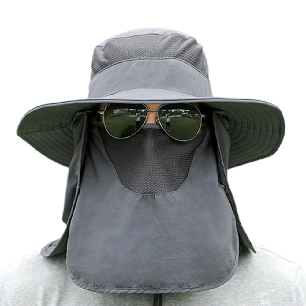 Outdoor Sun Protection Fishing Cap Wide Brim Hat With Neck Flap And Face Cover