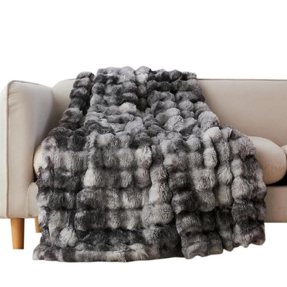 Bubble Tie Dye Throw Blanket Soft Cozy Microfiber Lightweight Warm for Couch-Dark Grey