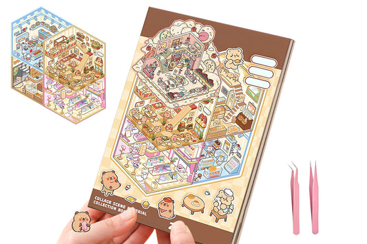 20 Sets DIY House Sticker Kit 3D Miniature Scene Stickers Cute Cartoon Scenes