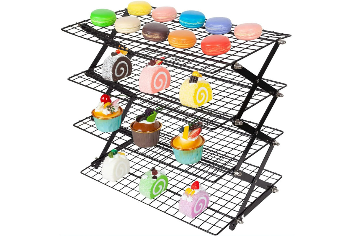 3-4 Tier Foldable Cooling Rack Stackable Wire Rack for Baking and Cooking