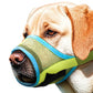 Dog Muzzle Air Mesh Adjustable Mouth Guard for Bark and Scavenging Prevention-Green