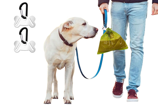 2PCS Metal Dog Poop Bag Holder Clip for Leash Hands Free Waste Disposal