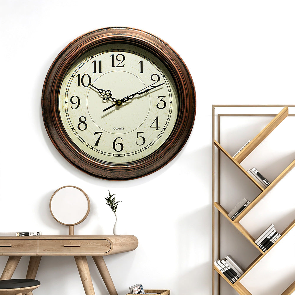 Silent Battery Powered Vintage Round Wall Clock
