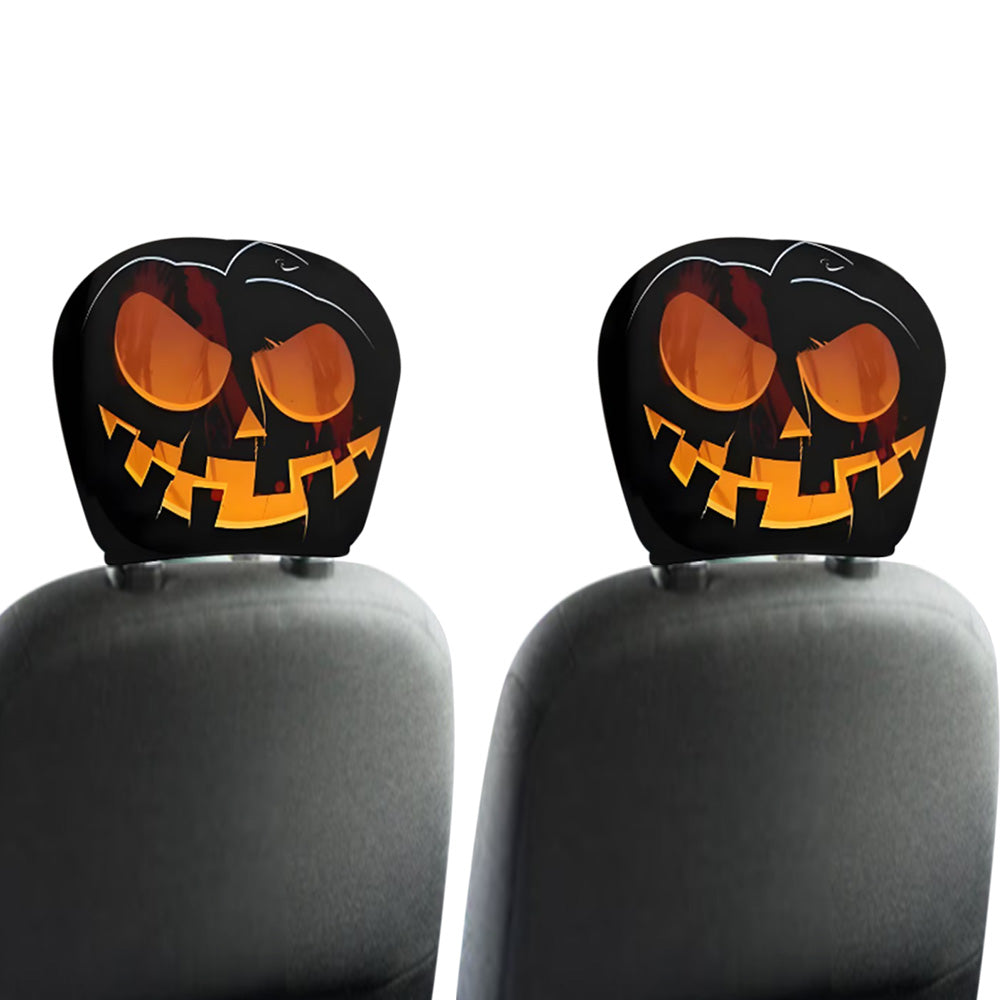 2 Pack Horror Face Car Headrest Covers for Halloween Parties and Pranks